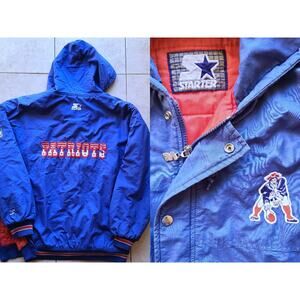 New England 90s STARTER puffer PAT the PATRIOT jacket coat XL blue NFL vintage